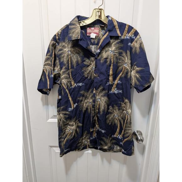 Vintage RJC Palm Trees Beach Hawaiian Blue Short Sleeve Shirt Men's Size L USA - Picture 9 of 9